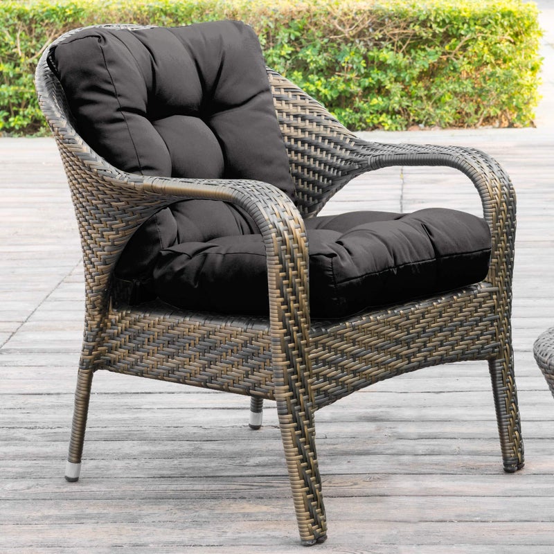 QILLOWAY Outdoor Seat/Back Chair Cushion Tufted Pillow, Spring/Summer Seasonal All Weather Replacement Cushions. (Dark Grey) - Image 4